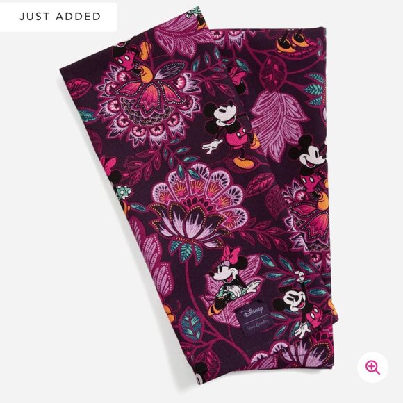 Vera Bradley Disney Dish Towel Mickey & Minnie's Flirty Floral Set of 2 NWT - Picture 1 of 7